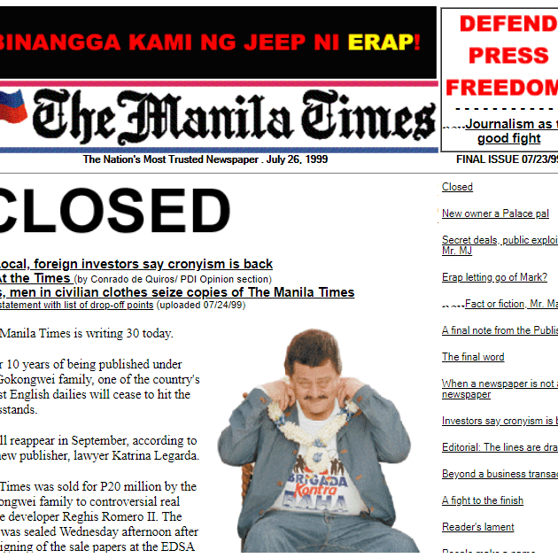 Manila Times final issue - July 23, 1999