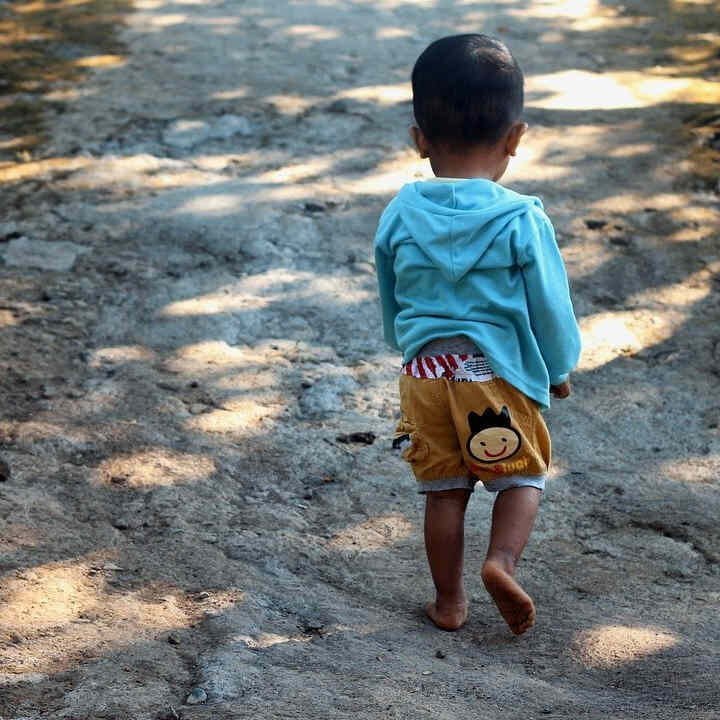 A child walking alone